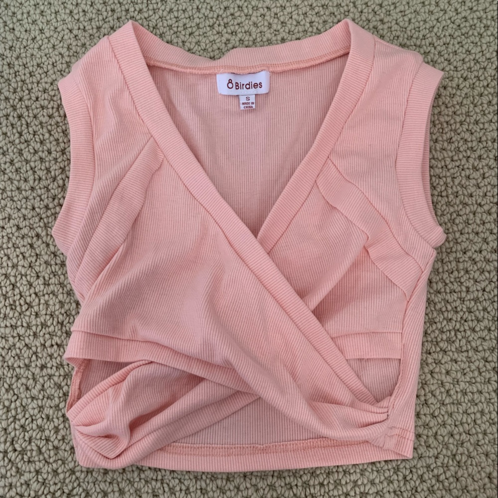 VRG (Verge) girl pink crop top with side cut outs NEVER WORN